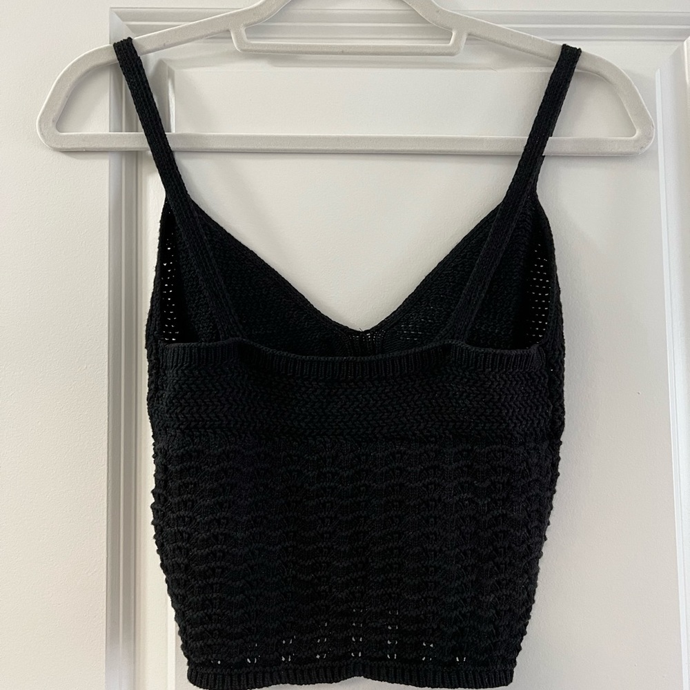 Wilfred Black Cotton Crochet Tank Top